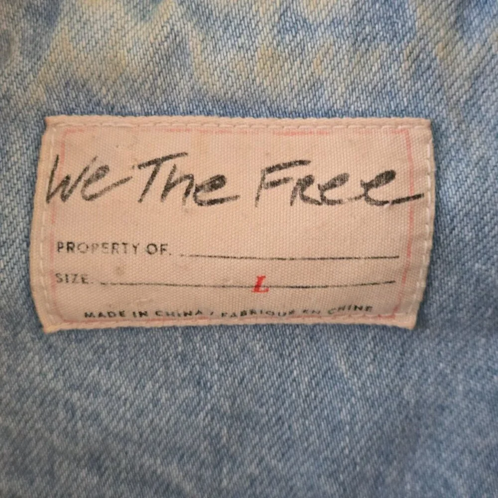 Free People We The Free Ariel Cozy Bomber Jacket Denim Sherpa Trim Size L
